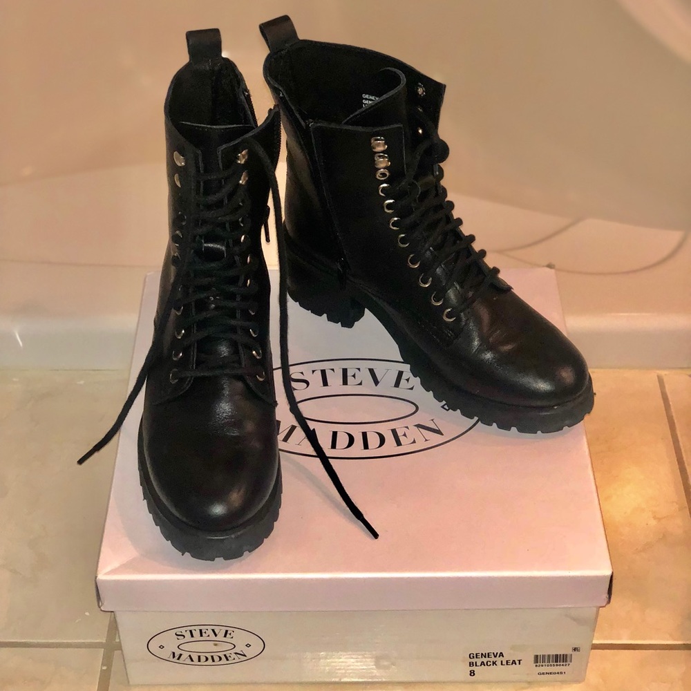 Black combat boots